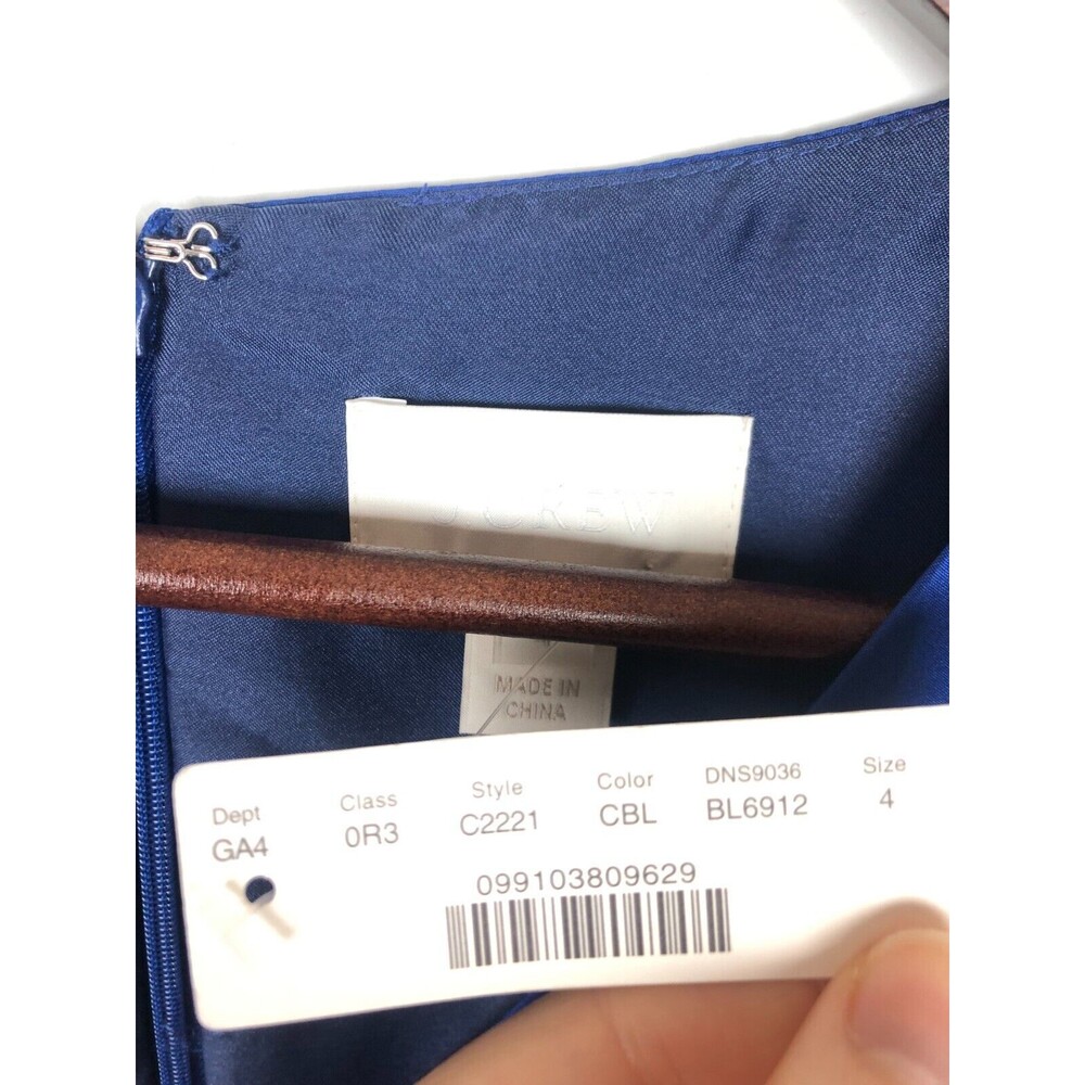 NWT J. Crew Liza 100% Silk Blue Dress Women's Size 4 - Picture 3 of 6